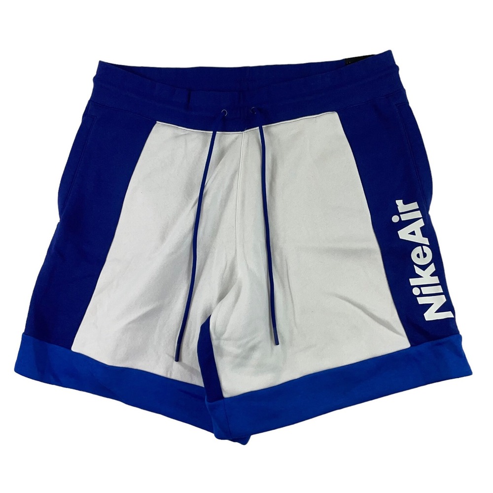Nike Air Blue White Spellout Colorblock Mens Sweatshorts 2XL XXL CJ4832-100 NWT
